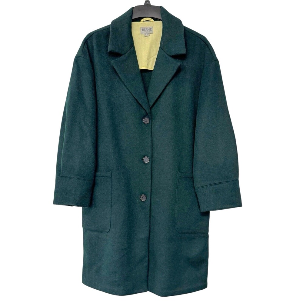 Bernie Bernardo‎ Olive Green Wool Blend Overcoat Long Coat Jacket M